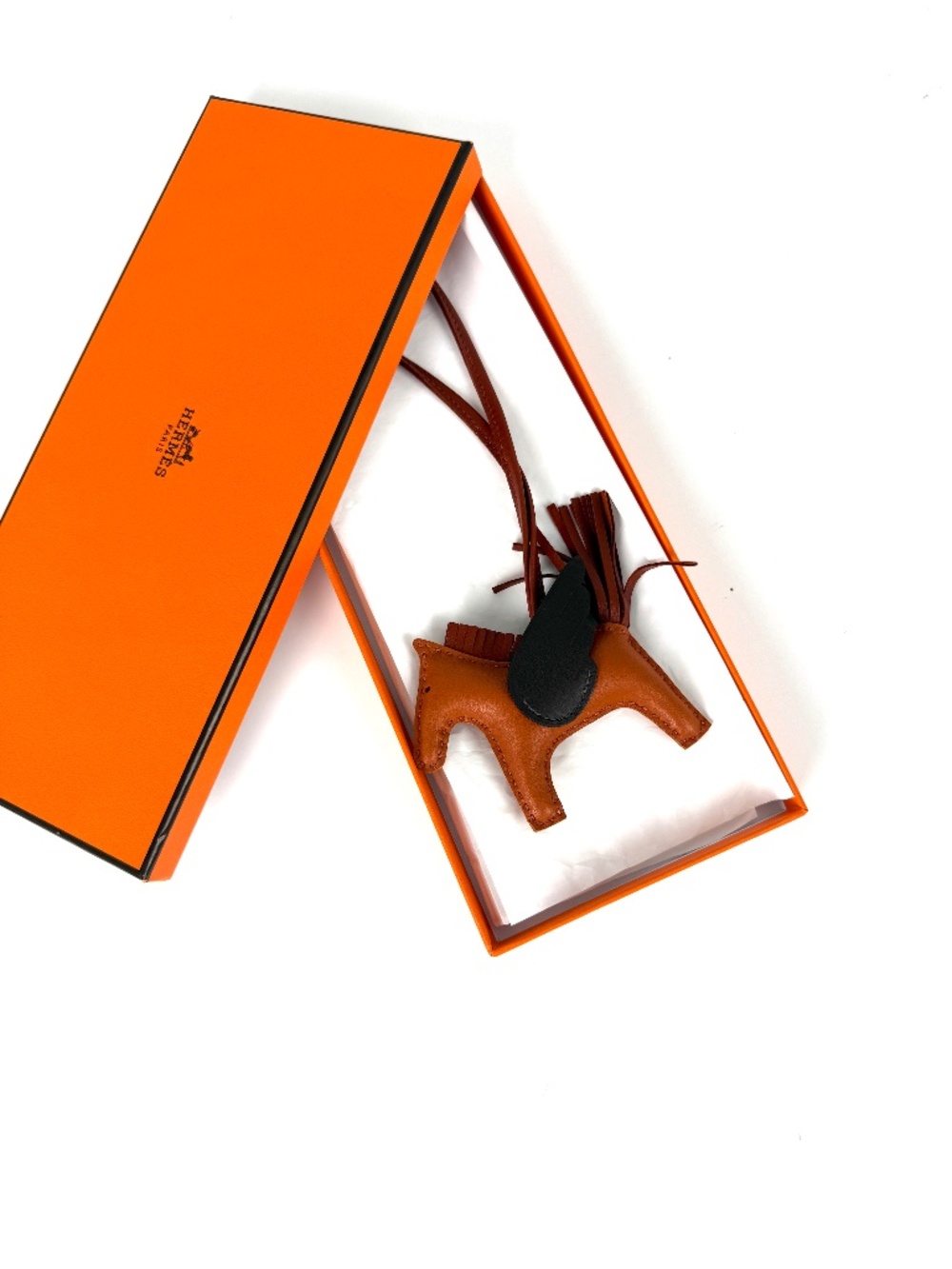 Hermes Pegase Rodeo Bag Charm PM Pain D’Epice, Moka and Sienna Milo Lambskin